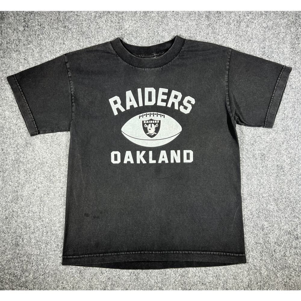 Vintage 90s Oakland Raiders Reebok T-Shirt Youth Large Black NFL